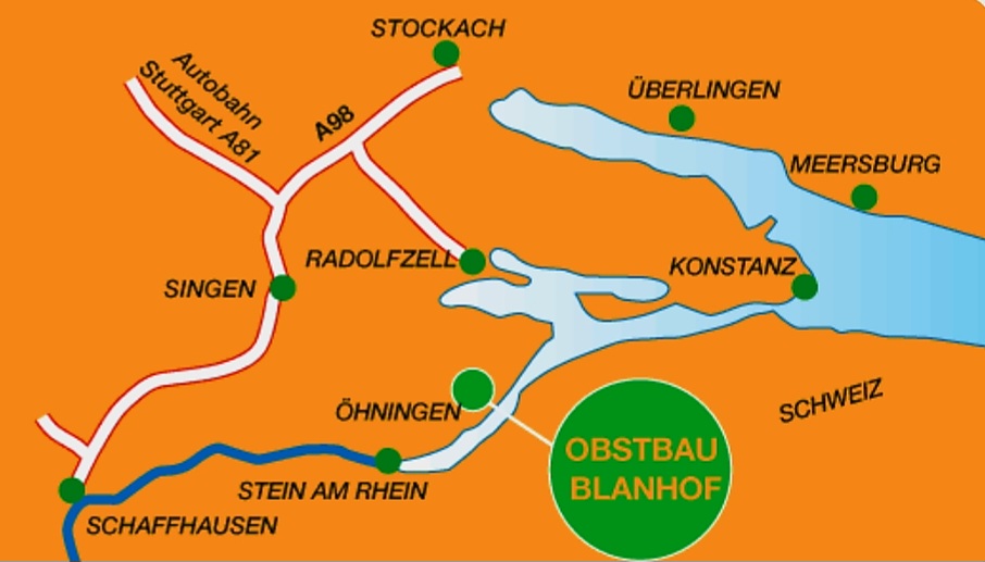 So erreichen Sie uns. Die Karte zum Obstbau Blanhof.
