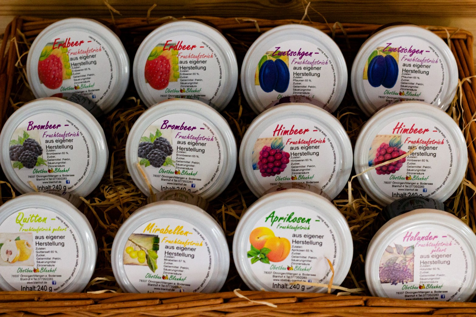Obstbau Blanhof Fruchtaufstriche Sortiment